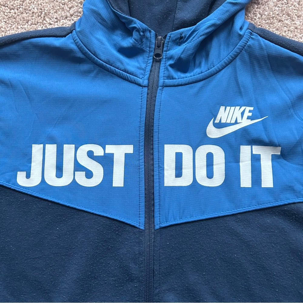 Vintage Nike Men’s Just Do It Blue Zip Up Hoodie Size Small Great Condition 90s - Picture 4 of 7